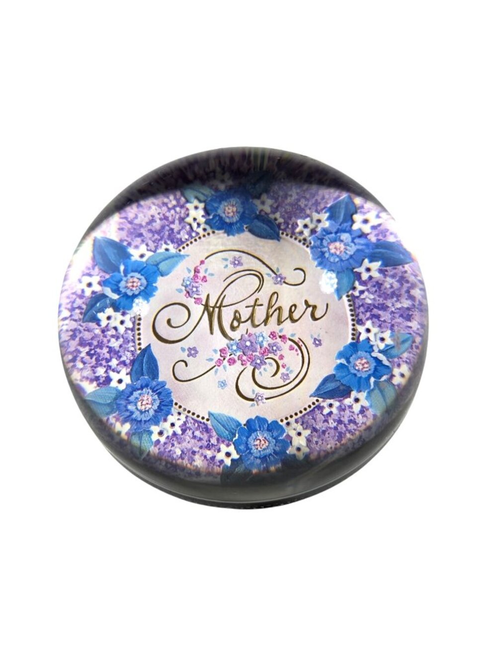 Paperweight Mother gift Floral cottagecore Punch Studio fairy garden purple blue